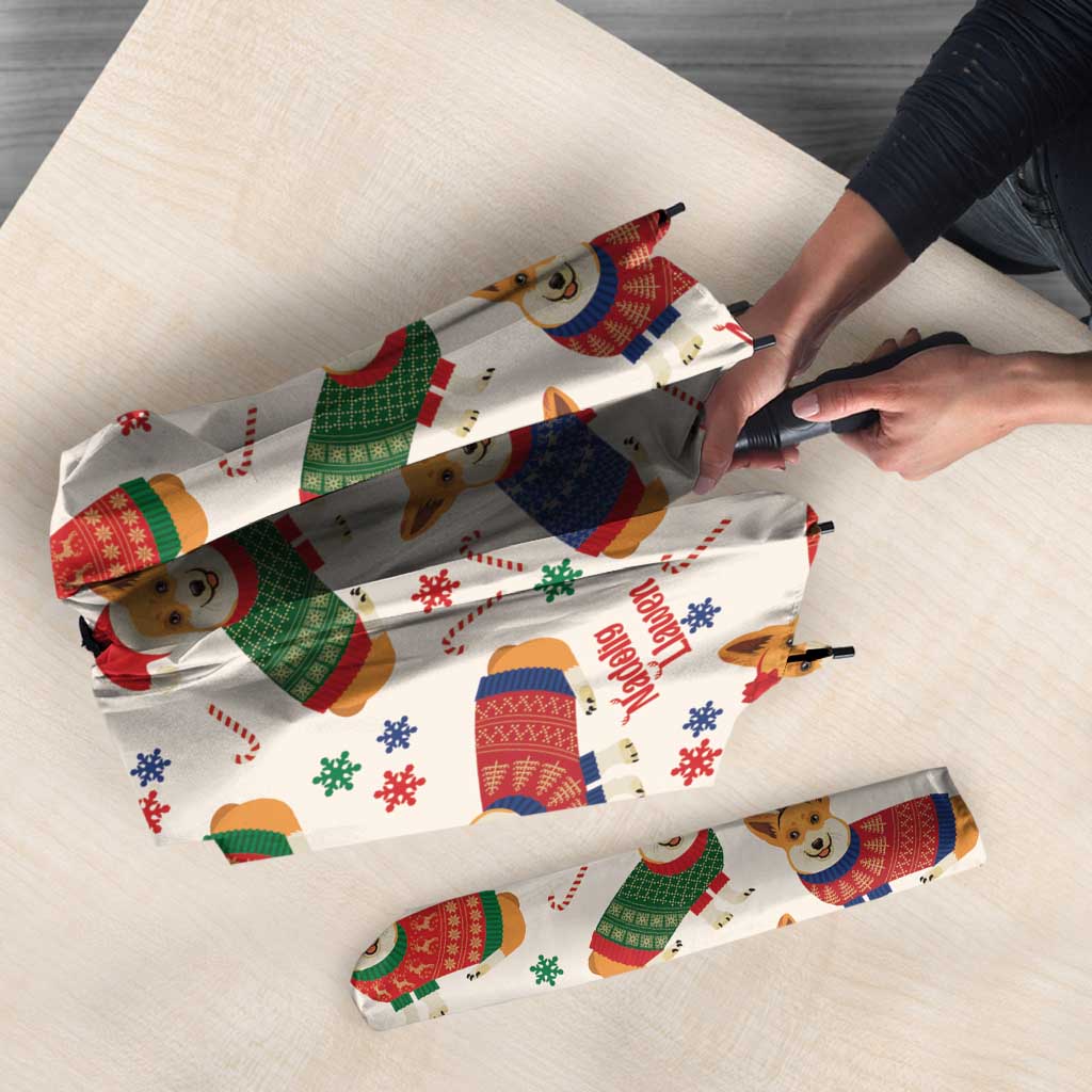 Wales Corgi Christmas Umbrella Nadolig Llawen Welsh Dog Seamless Vibes - Wonder Print Shop