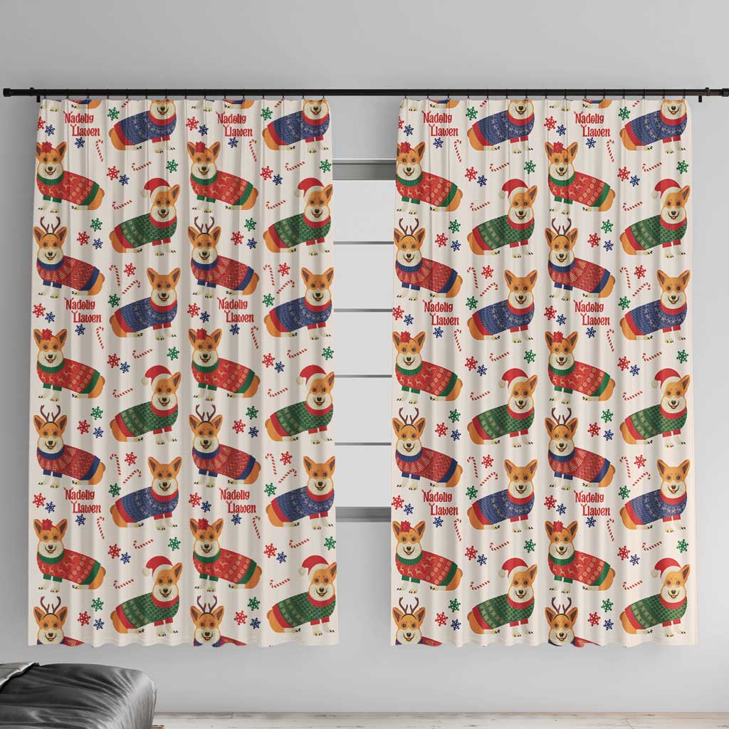 Wales Corgi Christmas Window Curtain Nadolig Llawen Welsh Dog Seamless Vibes - Wonder Print Shop