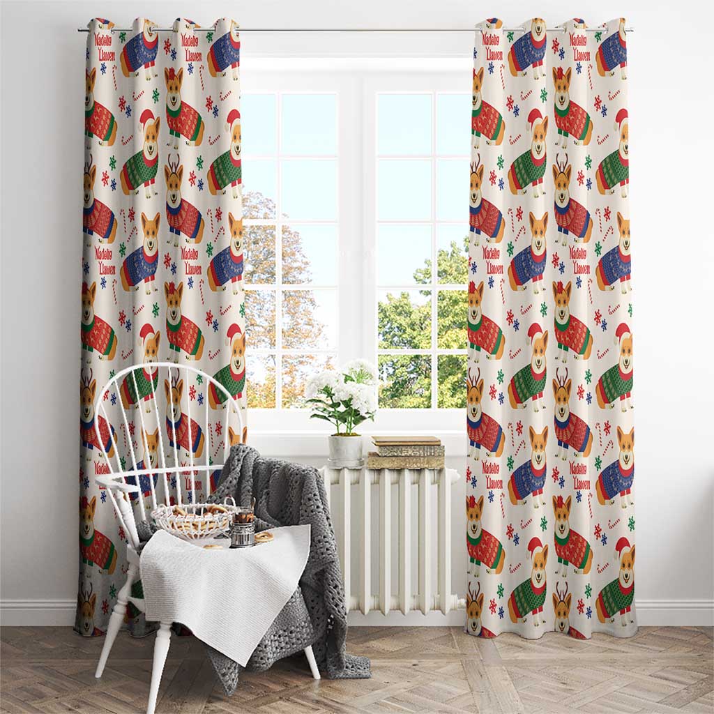 Wales Corgi Christmas Window Curtain Nadolig Llawen Welsh Dog Seamless Vibes - Wonder Print Shop