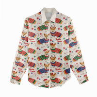 Wales Corgi Christmas Women Casual Shirt Nadolig Llawen Welsh Dog Seamless Vibes - Wonder Print Shop