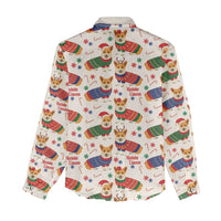 Wales Corgi Christmas Women Casual Shirt Nadolig Llawen Welsh Dog Seamless Vibes - Wonder Print Shop