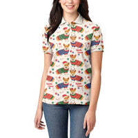 Wales Corgi Christmas Women Polo Shirt Nadolig Llawen Welsh Dog Seamless Vibes - Wonder Print Shop