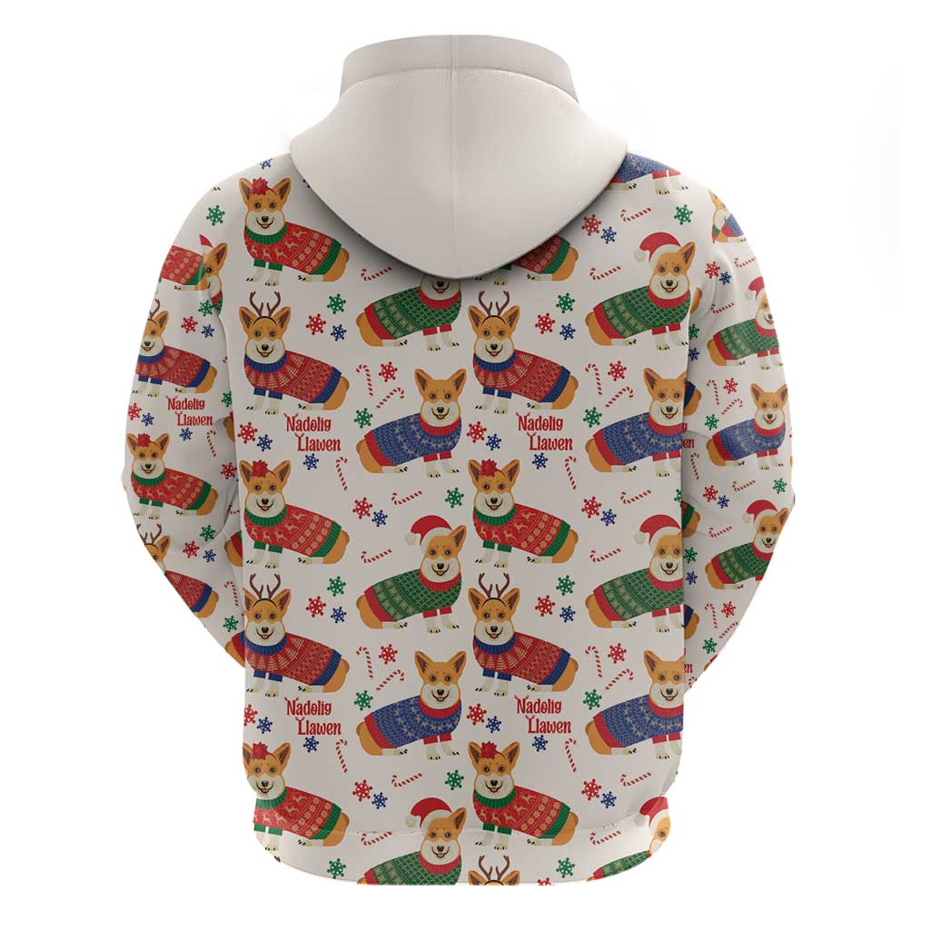 Wales Corgi Christmas Zip Hoodie Nadolig Llawen Welsh Dog Seamless Vibes - Wonder Print Shop