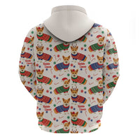 Wales Corgi Christmas Zip Hoodie Nadolig Llawen Welsh Dog Seamless Vibes - Wonder Print Shop