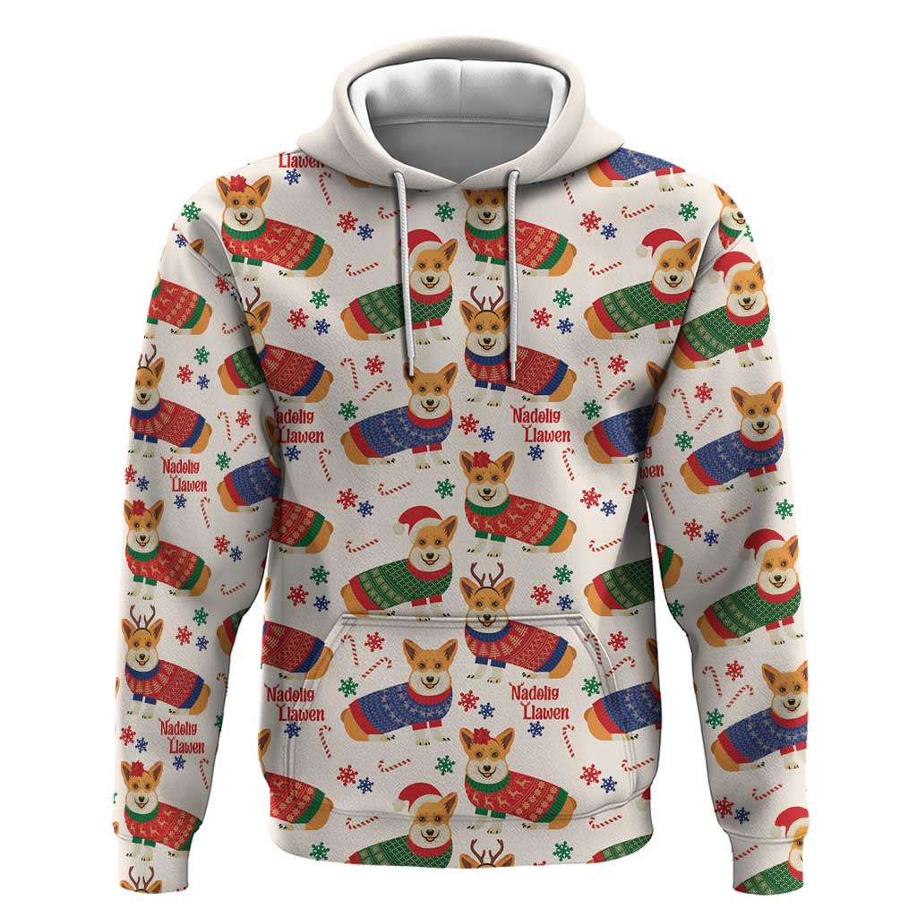 Wales Corgi Christmas Zip Hoodie Nadolig Llawen Welsh Dog Seamless Vibes - Wonder Print Shop
