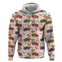 Wales Corgi Christmas Zip Hoodie Nadolig Llawen Welsh Dog Seamless Vibes - Wonder Print Shop