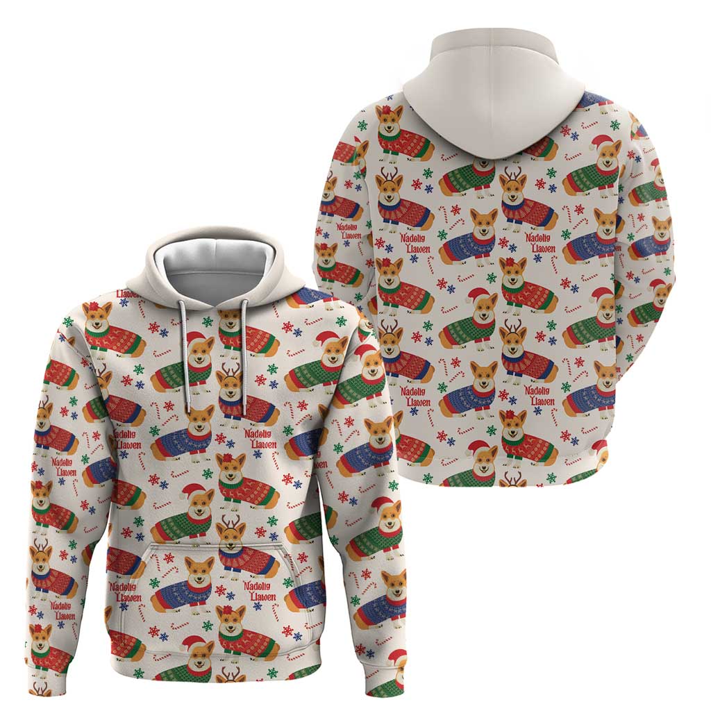 Wales Corgi Christmas Zip Hoodie Nadolig Llawen Welsh Dog Seamless Vibes - Wonder Print Shop