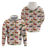 Wales Corgi Christmas Zip Hoodie Nadolig Llawen Welsh Dog Seamless Vibes - Wonder Print Shop