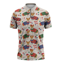 Wales Corgi Christmas Zipper Polo Shirt Nadolig Llawen Welsh Dog Seamless Vibes - Wonder Print Shop