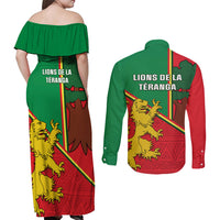 Senegal Football Couples Matching Off Shoulder Maxi Dress and Long Sleeve Button Shirt 2024 Go Champions Lions De La Teranga - Wonder Print Shop