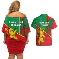 Senegal Football Couples Matching Off Shoulder Short Dress and Hawaiian Shirt 2024 Go Champions Lions De La Teranga - Wonder Print Shop