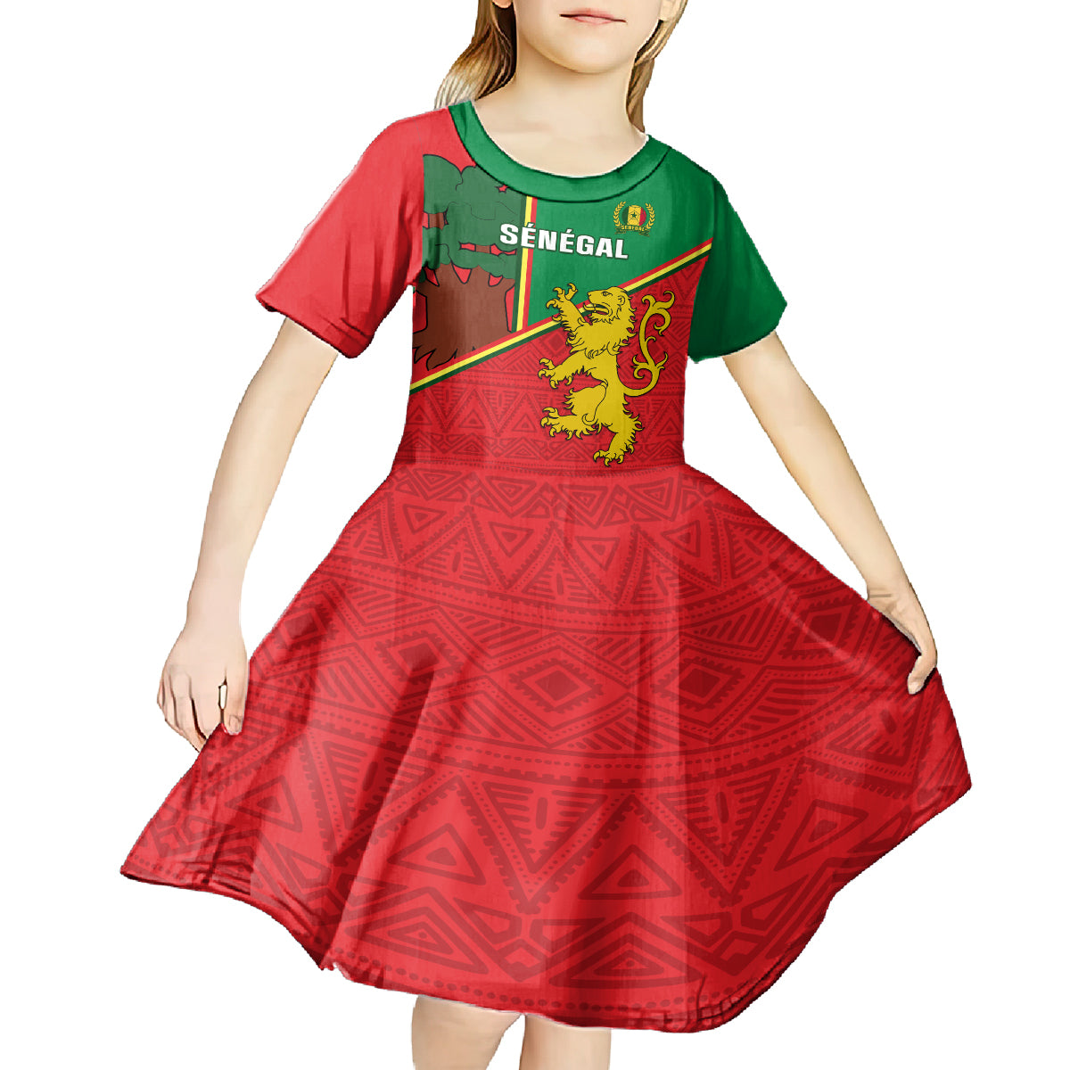 Senegal Football Kid Short Sleeve Dress 2024 Go Champions Lions De La Teranga - Wonder Print Shop