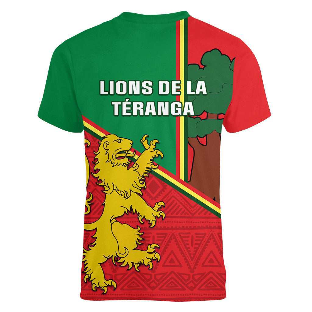 Senegal Football Women V Neck T Shirt 2024 Go Champions Lions De La Teranga - Wonder Print Shop