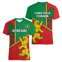 Senegal Football Women V Neck T Shirt 2024 Go Champions Lions De La Teranga - Wonder Print Shop