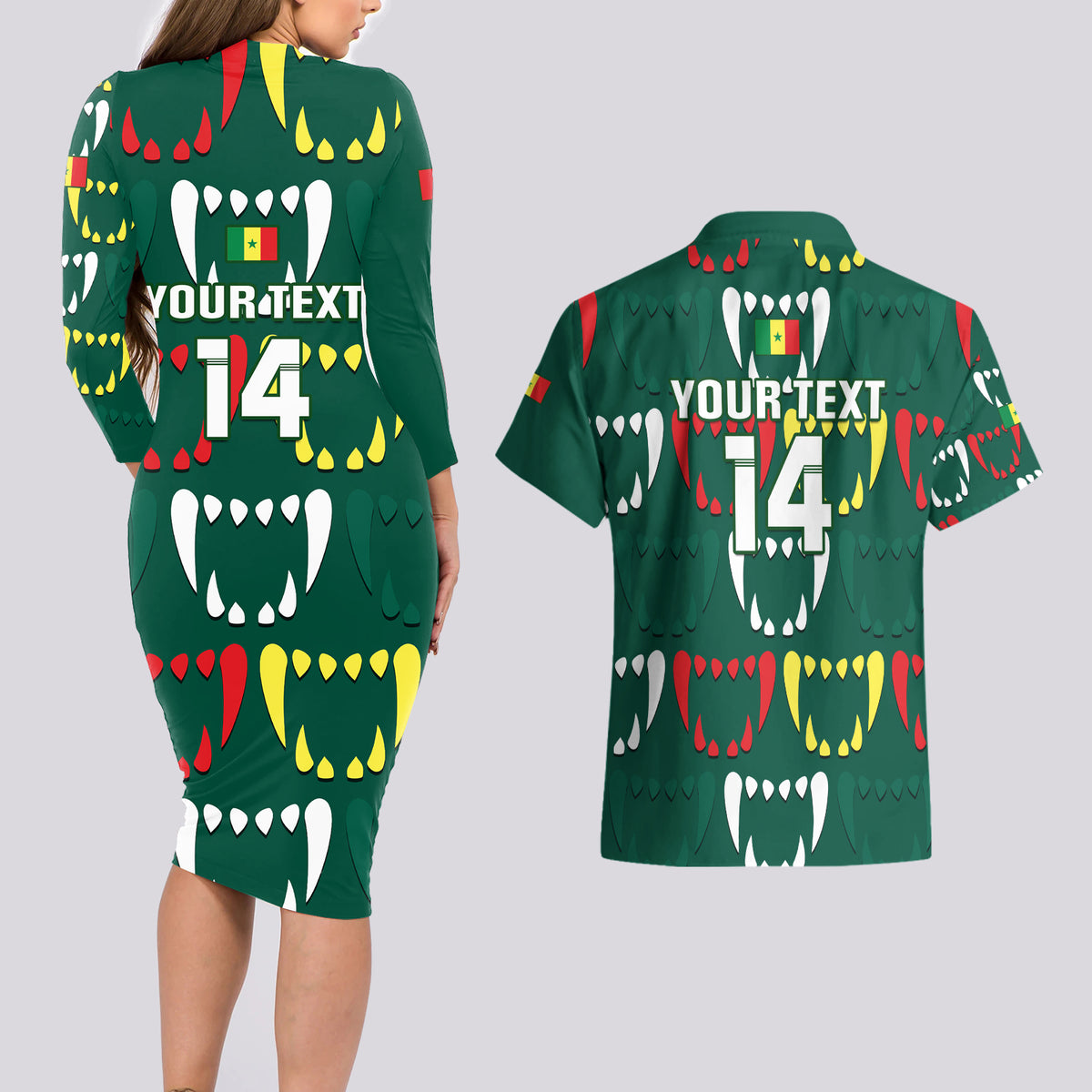 Custom Senegal Football Couples Matching Long Sleeve Bodycon Dress and Hawaiian Shirt 2024 Culture Pour Home Style - Wonder Print Shop