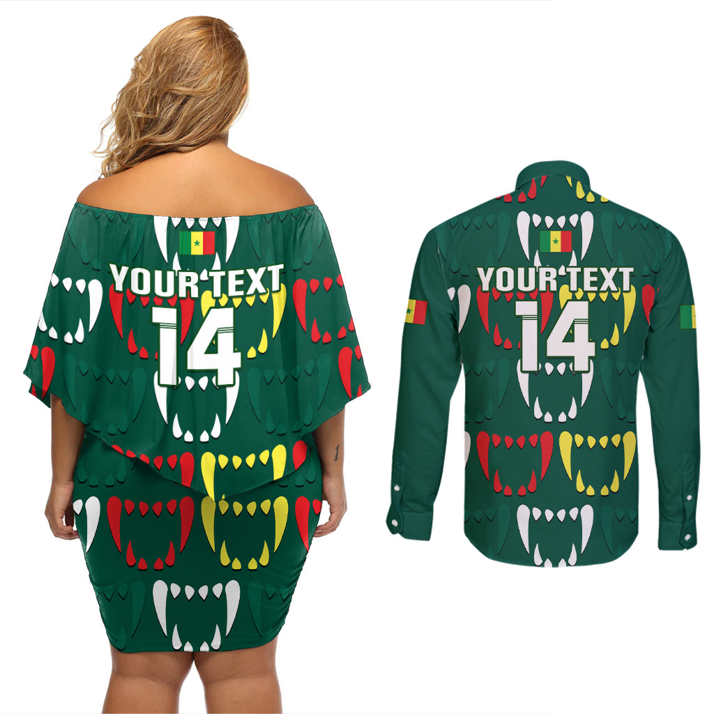 Custom Senegal Football Couples Matching Off Shoulder Short Dress and Long Sleeve Button Shirt 2024 Culture Pour Home Style - Wonder Print Shop