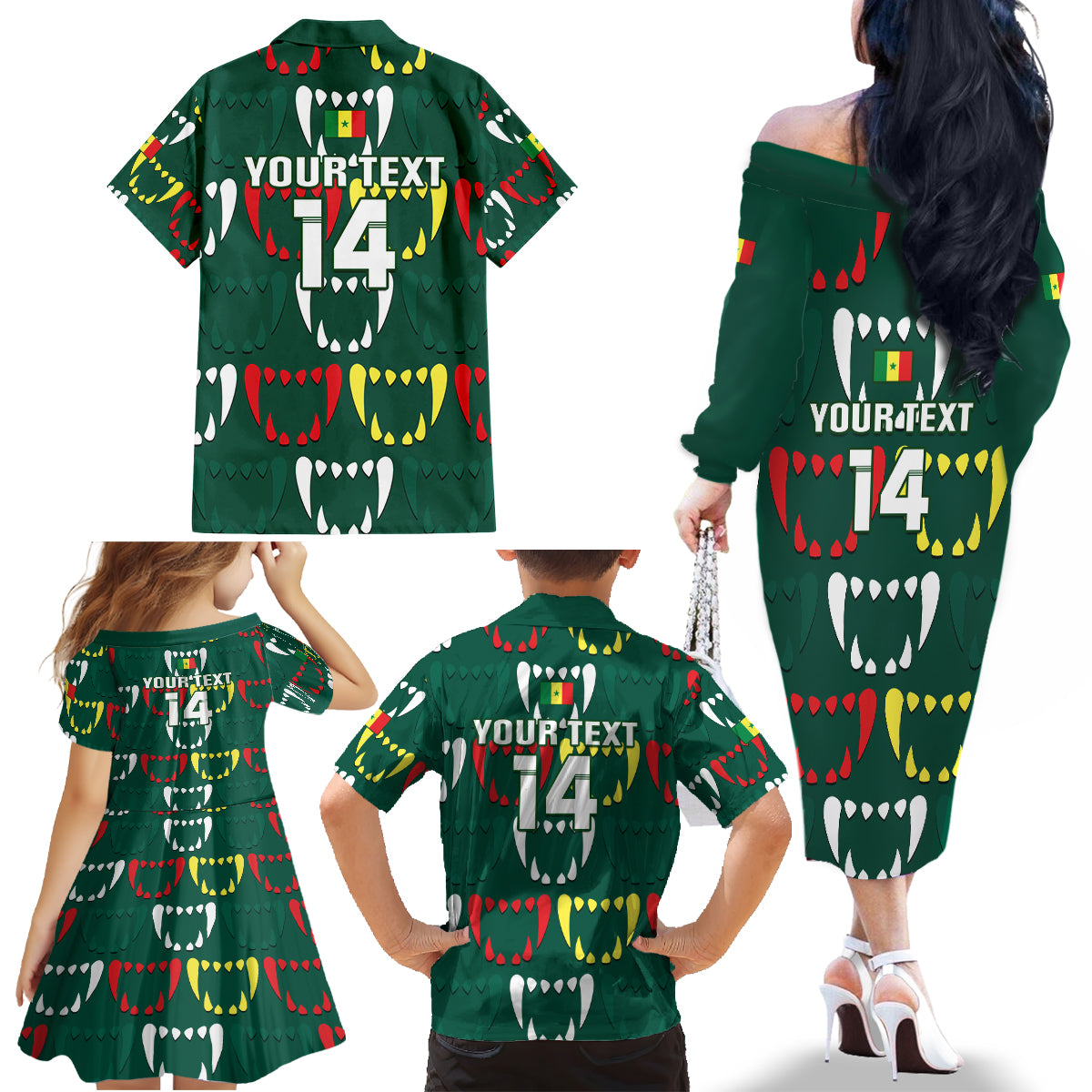 Custom Senegal Football Family Matching Off Shoulder Long Sleeve Dress and Hawaiian Shirt 2024 Culture Pour Home Style - Wonder Print Shop