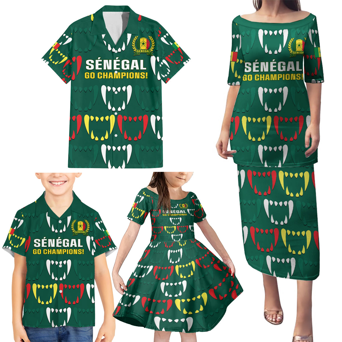 Custom Senegal Football Family Matching Puletasi and Hawaiian Shirt 2024 Culture Pour Home Style - Wonder Print Shop