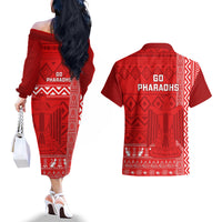 Egypt Football Couples Matching Off The Shoulder Long Sleeve Dress and Hawaiian Shirt 2024 Go Champions Pharaohs Egyptian Patterns - Wonder Print Shop