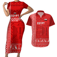 Egypt Football Couples Matching Short Sleeve Bodycon Dress and Hawaiian Shirt 2024 Go Champions Pharaohs Egyptian Patterns - Wonder Print Shop