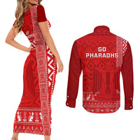 Egypt Football Couples Matching Short Sleeve Bodycon Dress and Long Sleeve Button Shirt 2024 Go Champions Pharaohs Egyptian Patterns - Wonder Print Shop