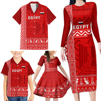 Egypt Football Family Matching Long Sleeve Bodycon Dress and Hawaiian Shirt 2024 Go Champions Pharaohs Egyptian Patterns - Wonder Print Shop