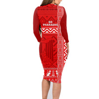 Egypt Football Family Matching Long Sleeve Bodycon Dress and Hawaiian Shirt 2024 Go Champions Pharaohs Egyptian Patterns - Wonder Print Shop