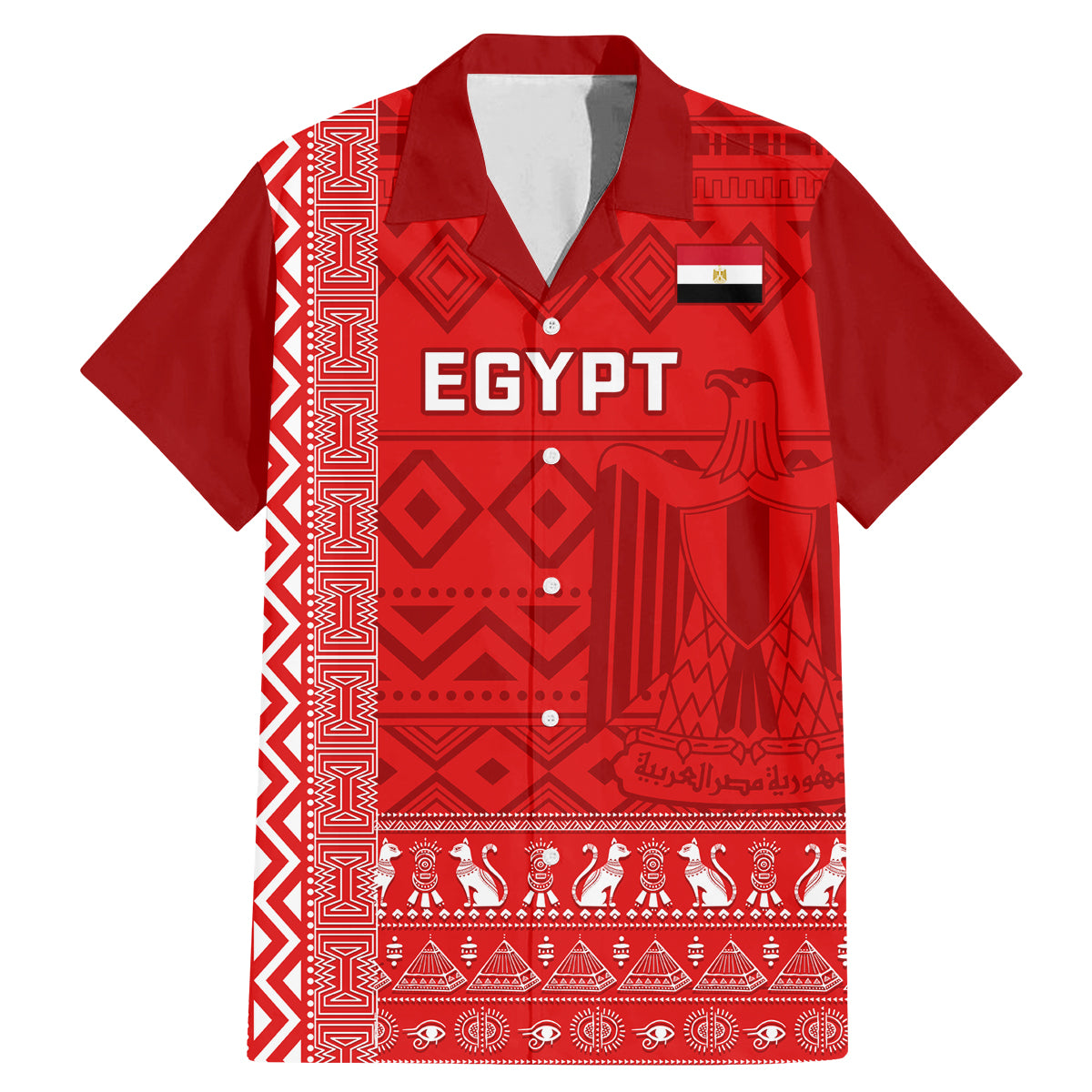 Egypt Football Family Matching Mermaid Dress and Hawaiian Shirt 2024 Go Champions Pharaohs Egyptian Patterns - Wonder Print Shop