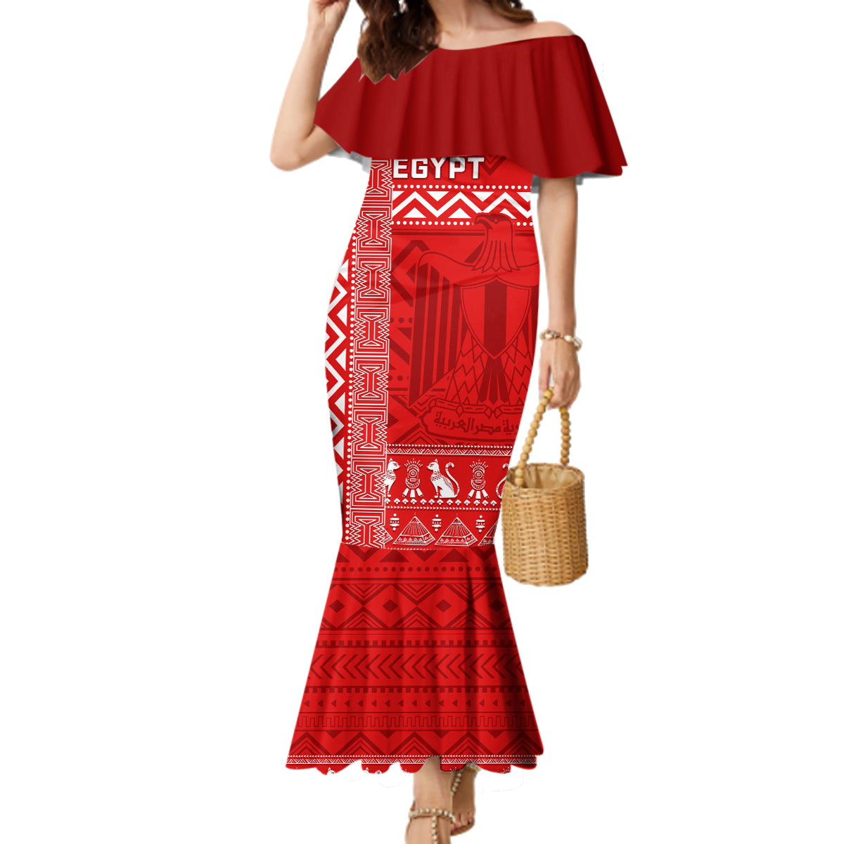 Egypt Football Family Matching Mermaid Dress and Hawaiian Shirt 2024 Go Champions Pharaohs Egyptian Patterns - Wonder Print Shop