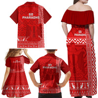 Egypt Football Family Matching Off Shoulder Maxi Dress and Hawaiian Shirt 2024 Go Champions Pharaohs Egyptian Patterns - Wonder Print Shop