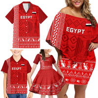 Egypt Football Family Matching Off Shoulder Short Dress and Hawaiian Shirt 2024 Go Champions Pharaohs Egyptian Patterns - Wonder Print Shop