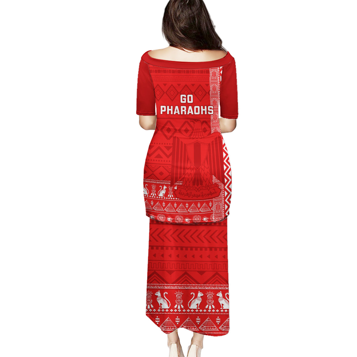 Egypt Football Family Matching Puletasi and Hawaiian Shirt 2024 Go Champions Pharaohs Egyptian Patterns - Wonder Print Shop