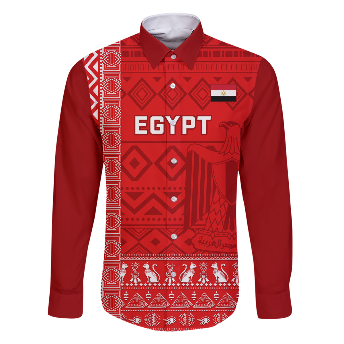 Egypt Football Family Matching Short Sleeve Bodycon Dress and Hawaiian Shirt 2024 Go Champions Pharaohs Egyptian Patterns - Wonder Print Shop