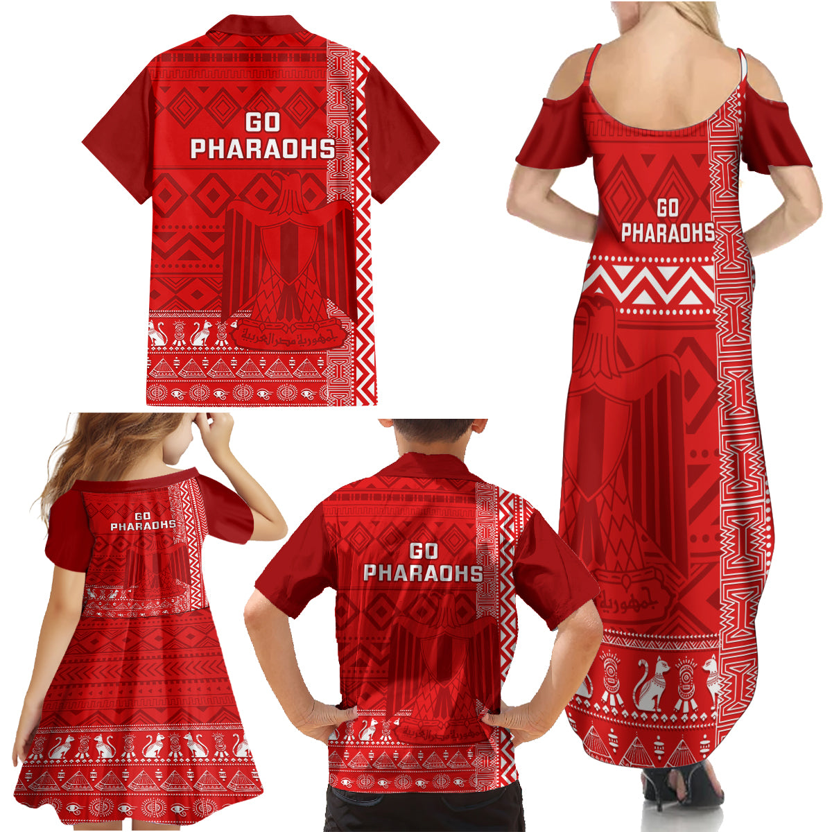 Egypt Football Family Matching Summer Maxi Dress and Hawaiian Shirt 2024 Go Champions Pharaohs Egyptian Patterns - Wonder Print Shop