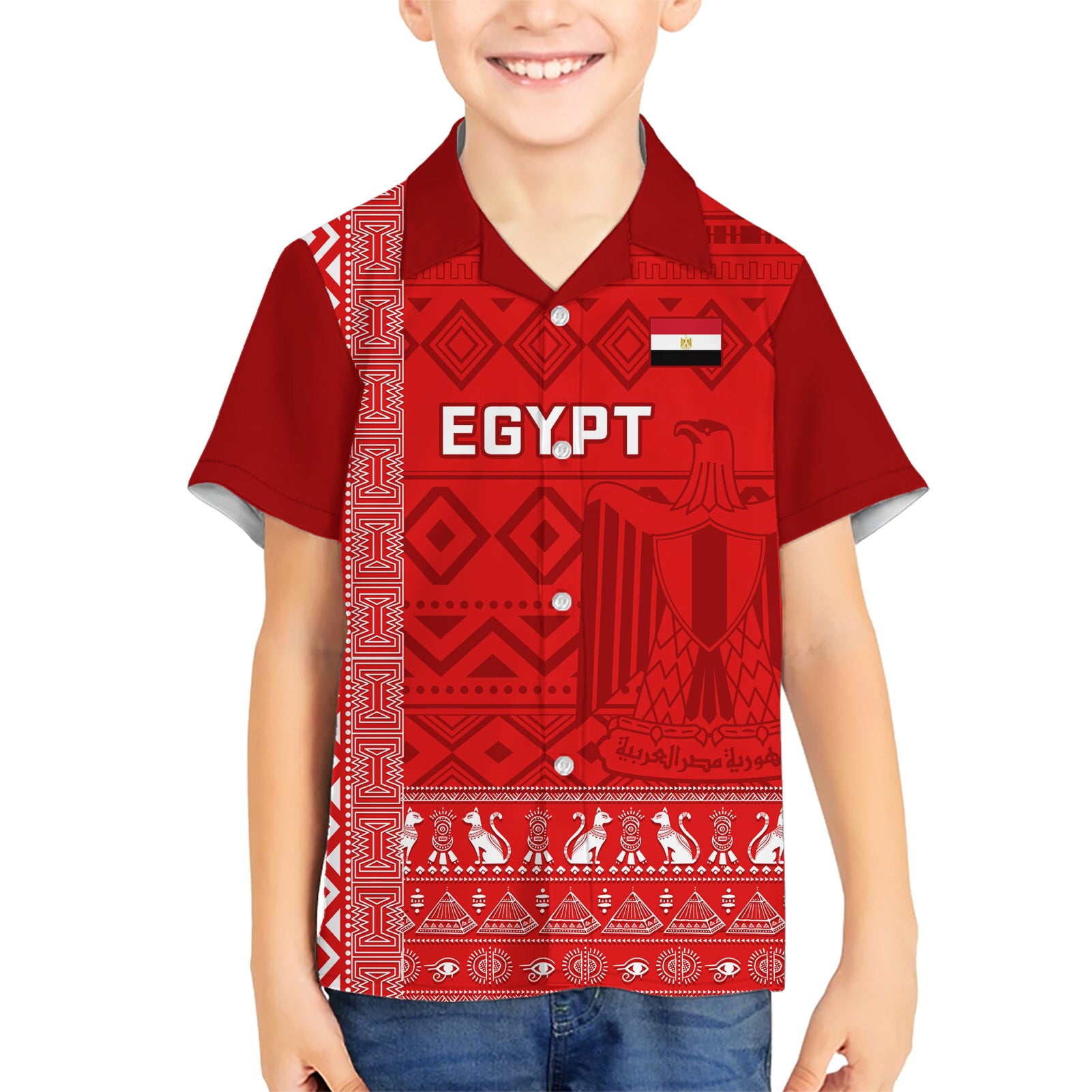 Egypt Football Kid Hawaiian Shirt 2024 Go Champions Pharaohs Egyptian Patterns