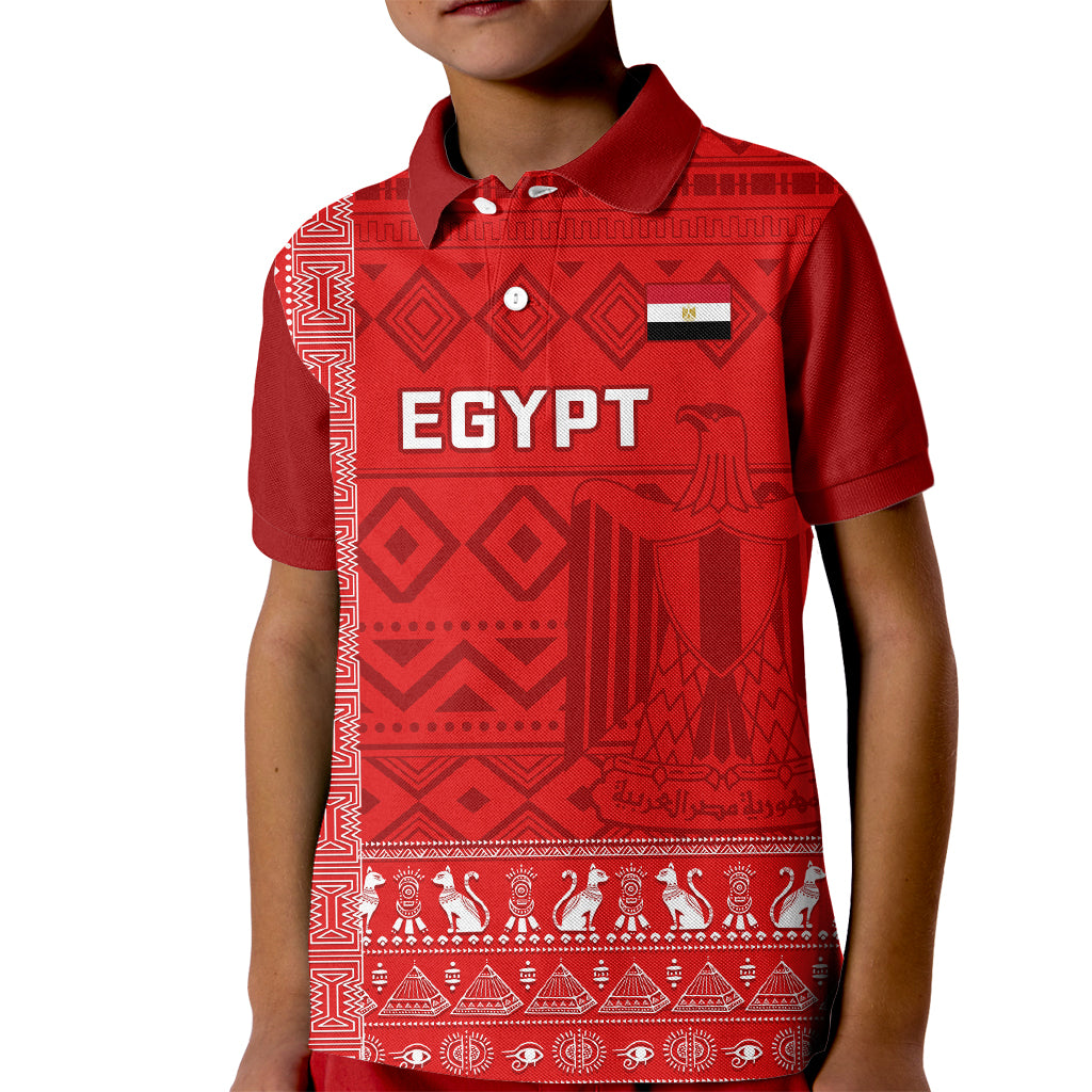 Egypt Football Kid Polo Shirt 2024 Go Champions Pharaohs Egyptian Patterns - Wonder Print Shop