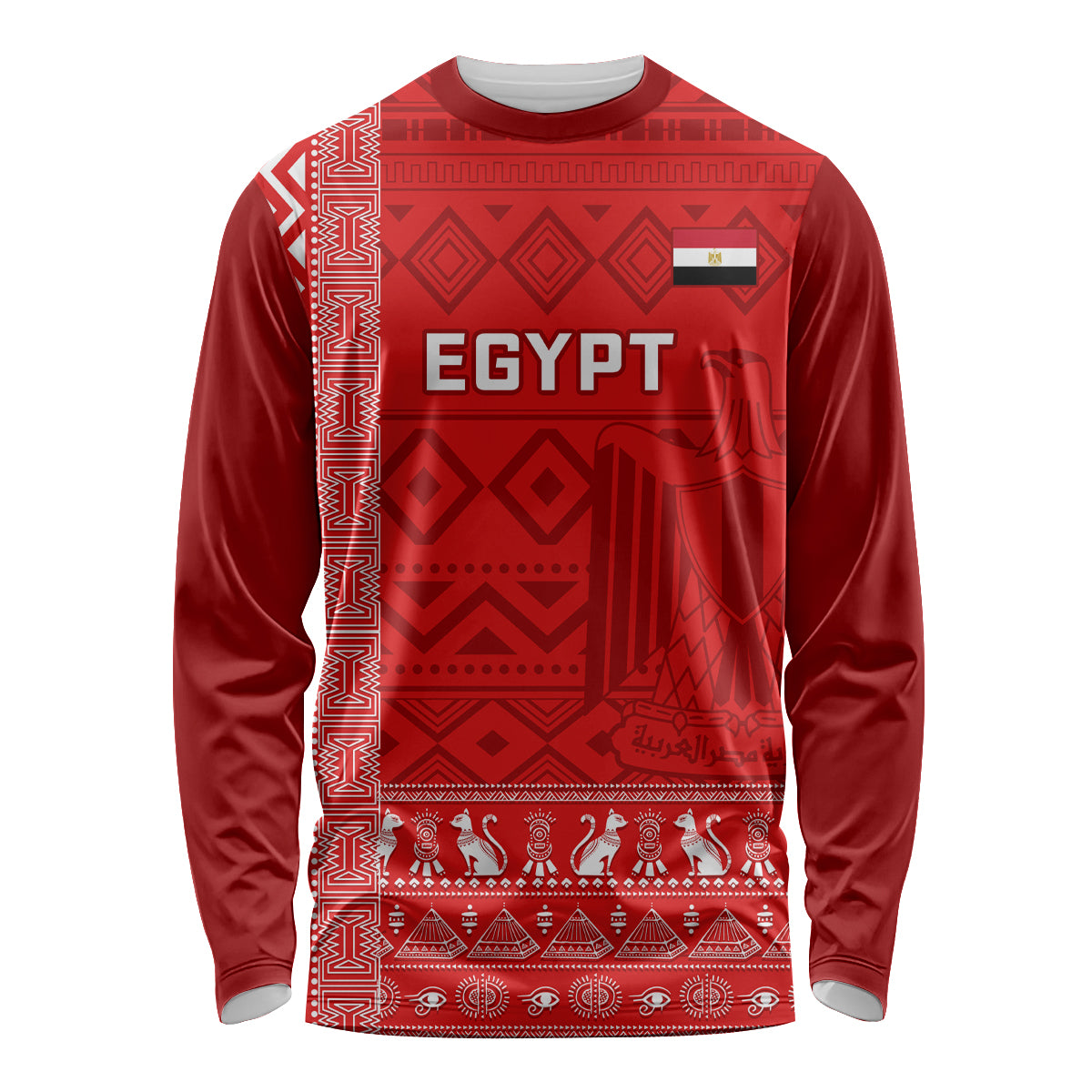 Egypt Football Long Sleeve Shirt 2024 Go Champions Pharaohs Egyptian Patterns - Wonder Print Shop