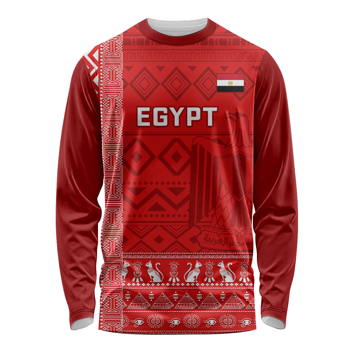 Egypt Football Long Sleeve Shirt 2024 Go Champions Pharaohs Egyptian Patterns