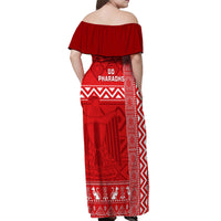 Egypt Football Off Shoulder Maxi Dress 2024 Go Champions Pharaohs Egyptian Patterns - Wonder Print Shop