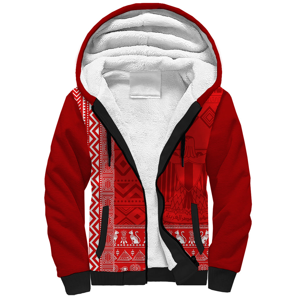 Egypt Football Sherpa Hoodie 2024 Go Champions Pharaohs Egyptian Patterns - Wonder Print Shop