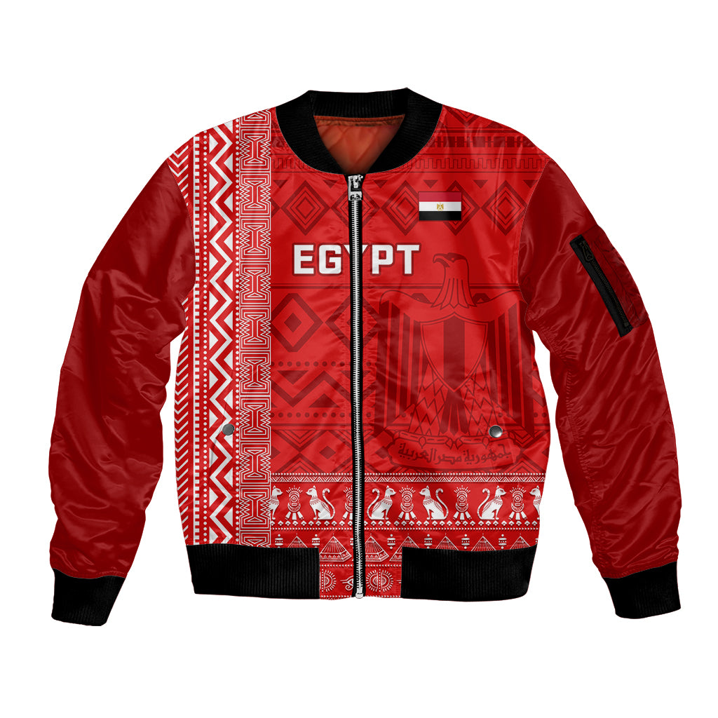 Egypt Football Sleeve Zip Bomber Jacket 2024 Go Champions Pharaohs Egyptian Patterns - Wonder Print Shop