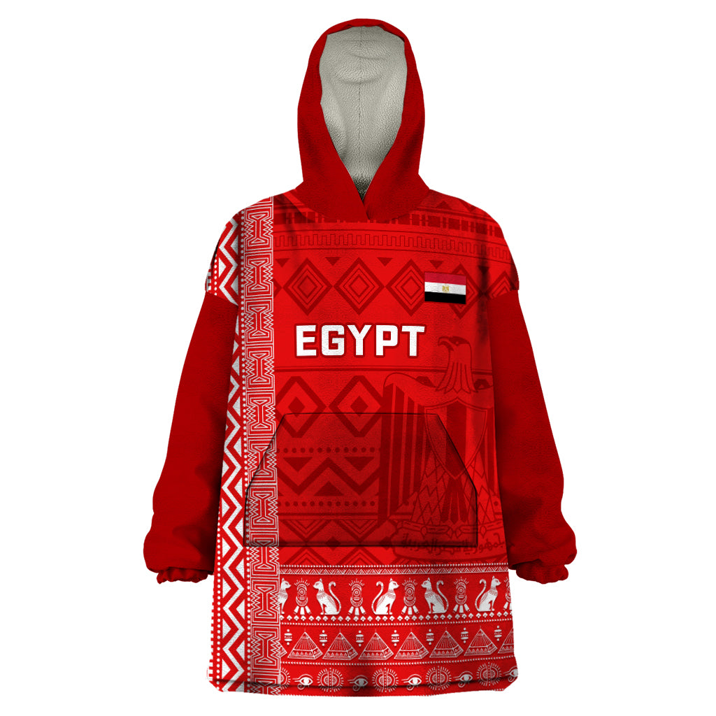Egypt Football Wearable Blanket Hoodie 2024 Go Champions Pharaohs Egyptian Patterns - Wonder Print Shop