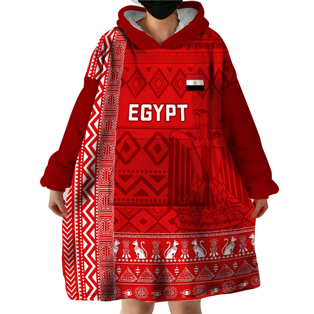 Egypt Football Wearable Blanket Hoodie 2024 Go Champions Pharaohs Egyptian Patterns - Wonder Print Shop