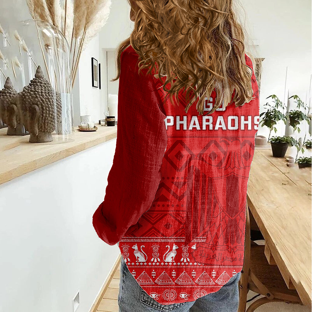 Egypt Football Women Casual Shirt 2024 Go Champions Pharaohs Egyptian Patterns - Wonder Print Shop