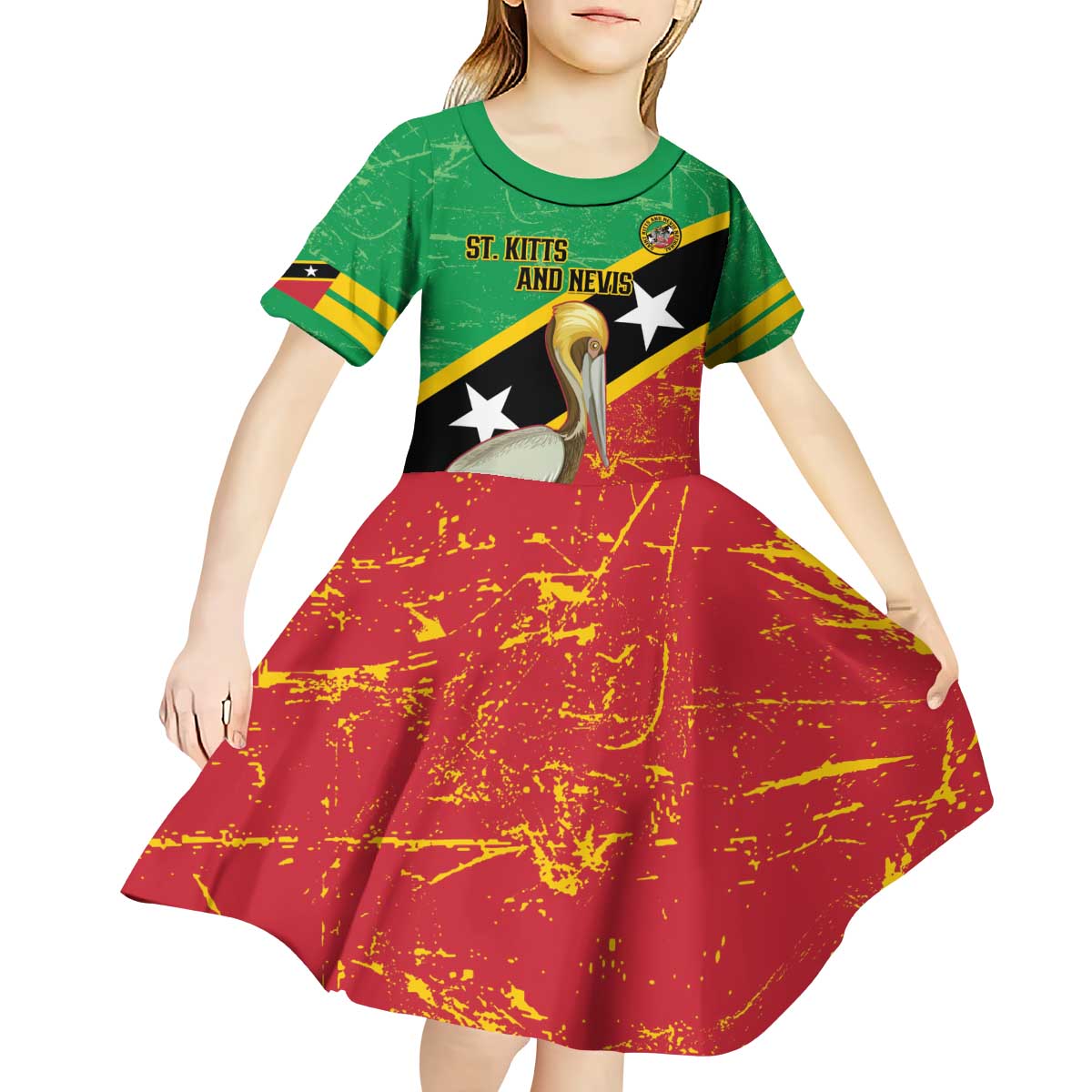 Custom Saint Kitts and Nevis Football Kid Short Sleeve Dress 2025 Go Sugar Boyz