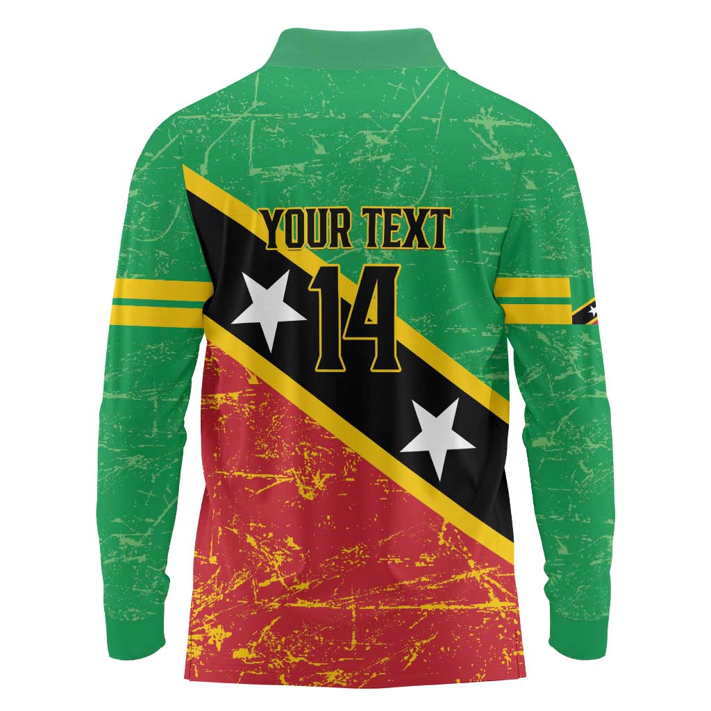 Custom Saint Kitts and Nevis Football Long Sleeve Polo Shirt 2025 Go Sugar Boyz