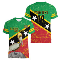 Custom Saint Kitts and Nevis Football Women V-Neck T-Shirt 2025 Go Sugar Boyz
