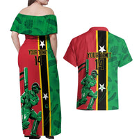 Custom Saint Kitts and Nevis Cricket Couples Matching Off Shoulder Maxi Dress and Hawaiian Shirt Go Champions Patriots