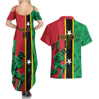 Custom Saint Kitts and Nevis Cricket Couples Matching Summer Maxi Dress and Hawaiian Shirt Go Champions Patriots
