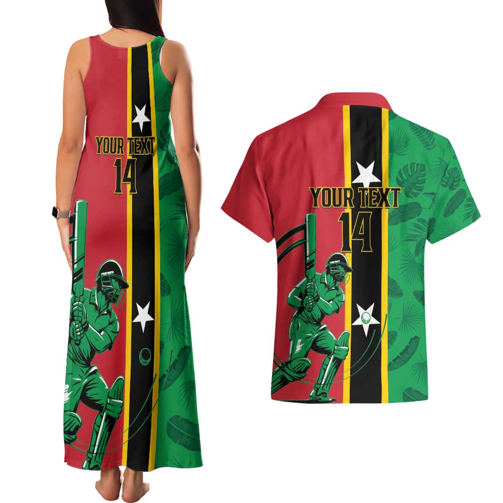 Custom Saint Kitts and Nevis Cricket Couples Matching Tank Maxi Dress and Hawaiian Shirt Go Champions Patriots